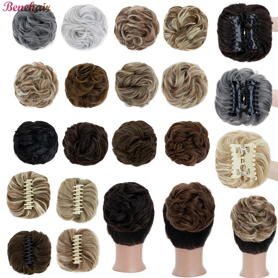 Claw Clip Messy Bun Hair Piece - Benehair 乱雑なおだんごヘア合成爪クリップシニヨン女性のためのヘアシュシュエクステンションカーリー波状乱雑なアップヘアかつら