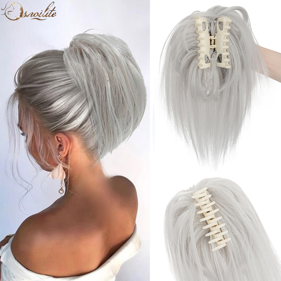 Snoilite 合成ストレート爪クリップシニヨンふわふわド - Claw Clip Messy Bun Hair Piece のレビューと価格