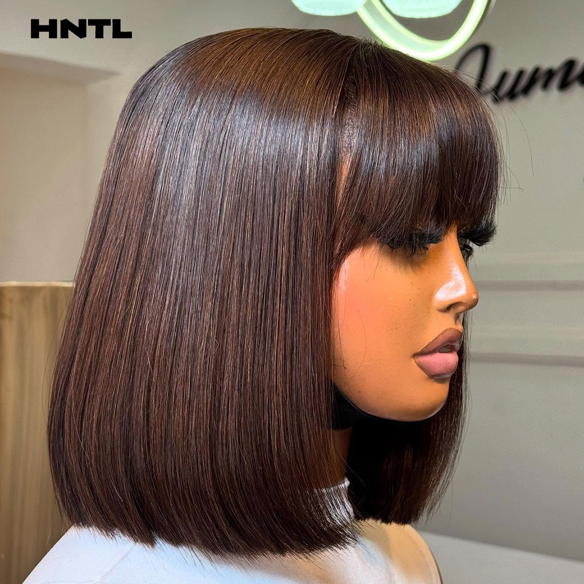 装着簡単グルーレスウィッグ人毛ブラウンカラー4x4 5x5ク - Pre Parted 13X4 Lace Front Bob Wig のレビューと価格