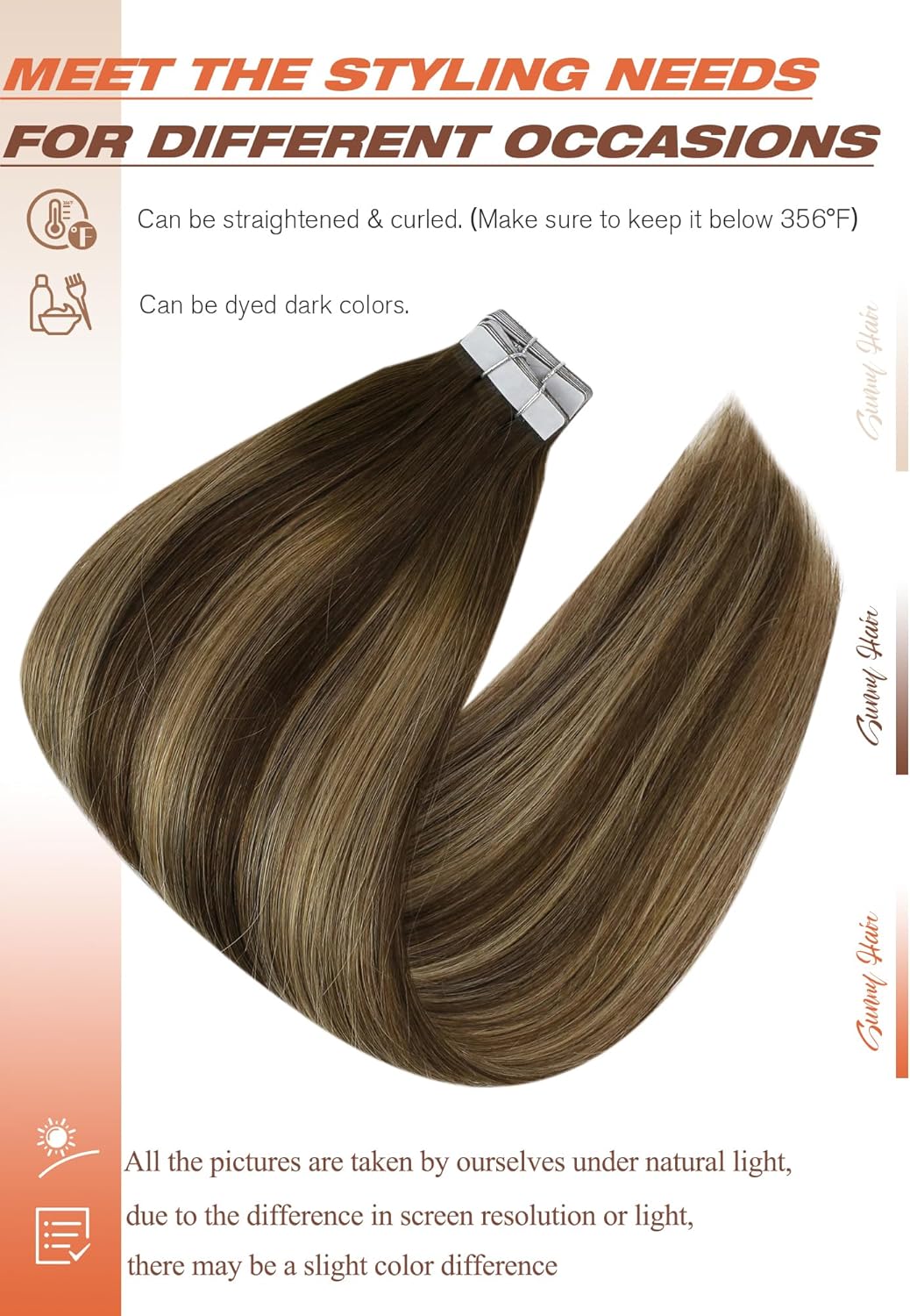 VeSunny レミーテープインヘアエクステンション ブラジ - Invisible Tape In Extensions Real Hair のレビューと価格