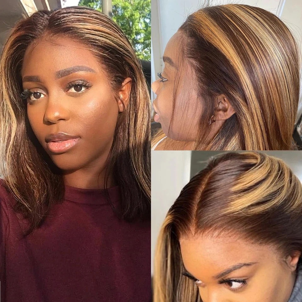 ハイライトP4/27ストレートボブウィッグ 13x4レース人 - Pre Parted 13X4 Lace Front Bob Wig のレビューと価格
