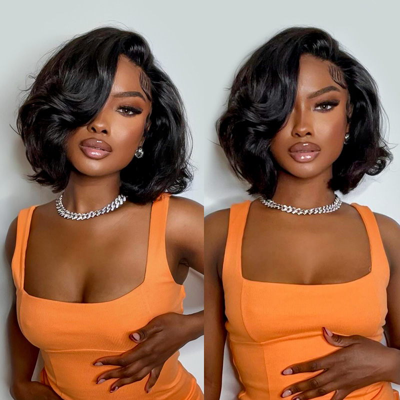 250%密度人毛ボディウェーブショートボブグルーレスウィッグ - Glueless Wear And Go Human Hair Wig のレビューと価格