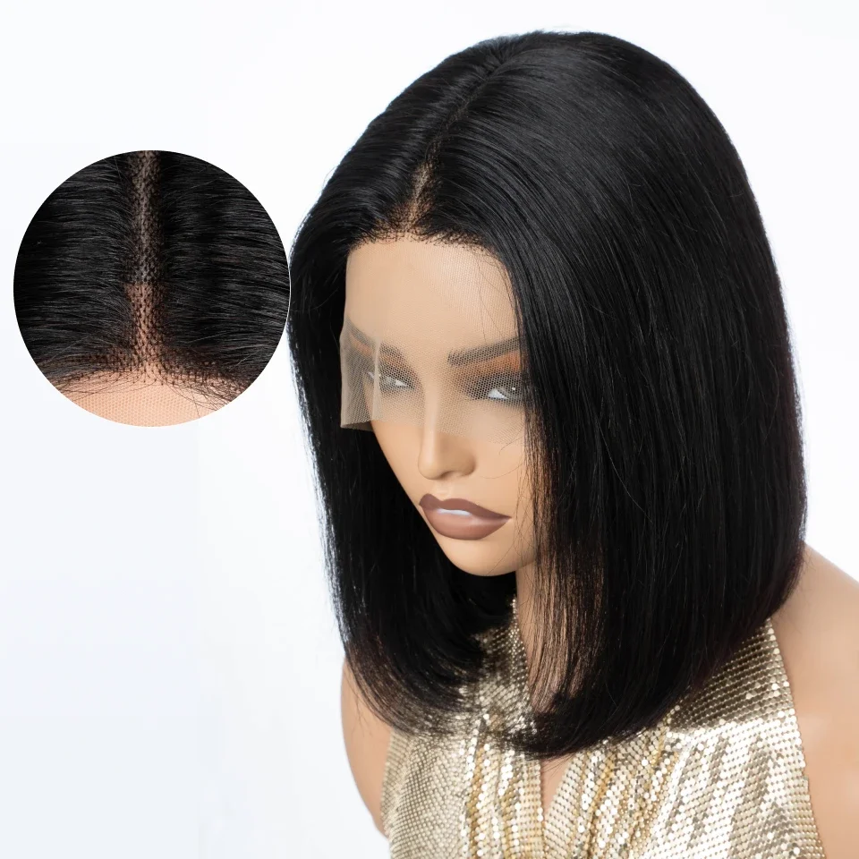 ストレート ショート ボブウィッグ 人毛 13x6x1 T  - Glueless Wear And Go Human Hair Wig のレビューと価格