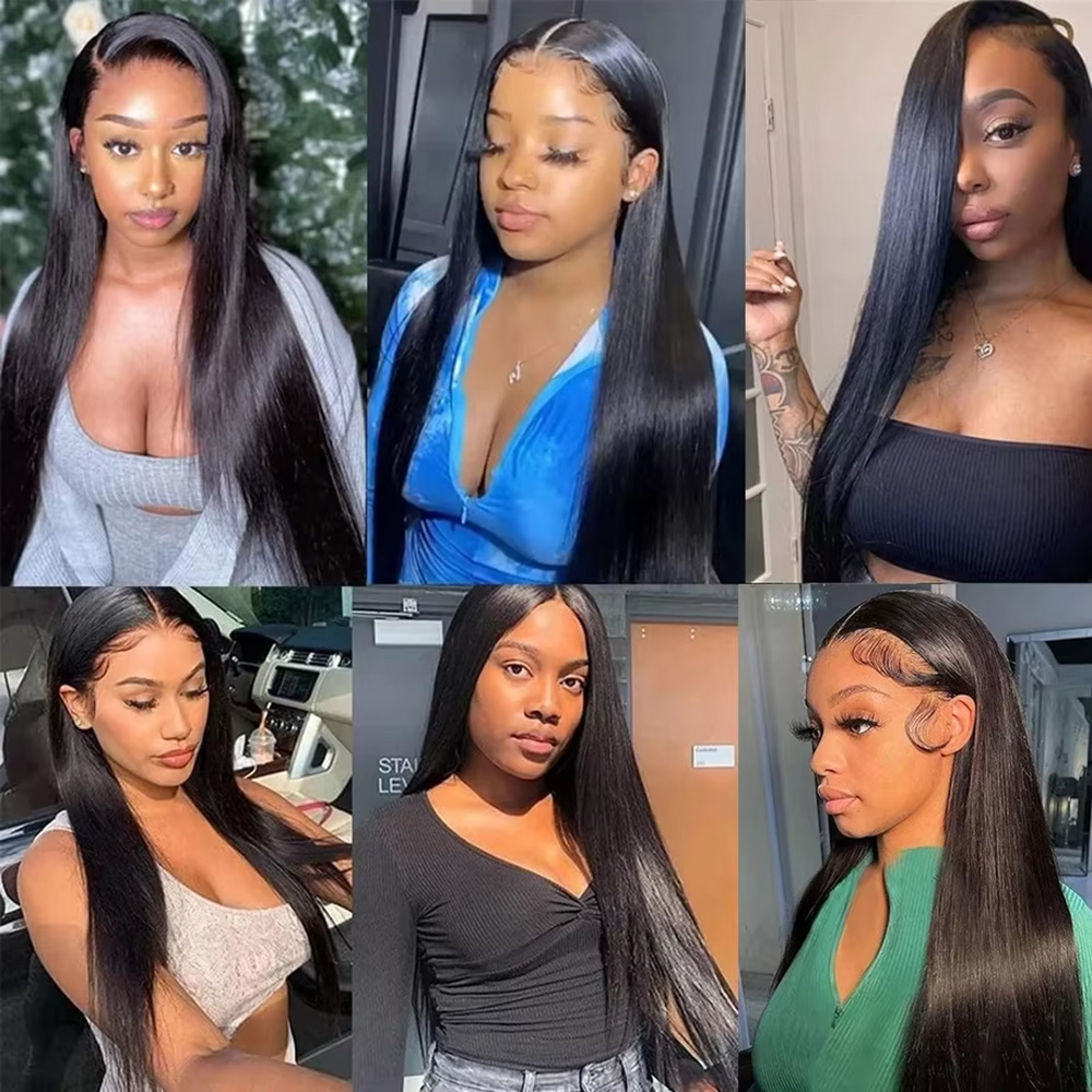 ナチュラルブラックシルキーボーンストレートエクストラロングブ - Glueless Wear And Go Human Hair Wig のレビューと価格
