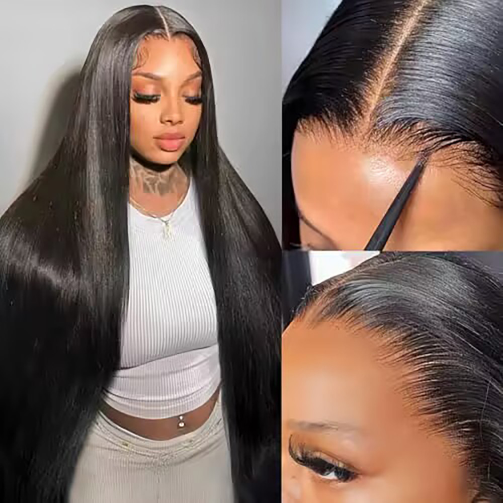 200%密度ボーンストレート 7x6 HD透明レースフロント - Lace Front Wigs のレビューと価格