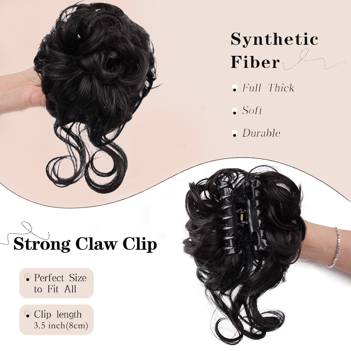乱雑なおだんごヘアピース爪クリップおだんごヘア波状カーリーお - Claw Clip Messy Bun Hair Piece のレビューと価格