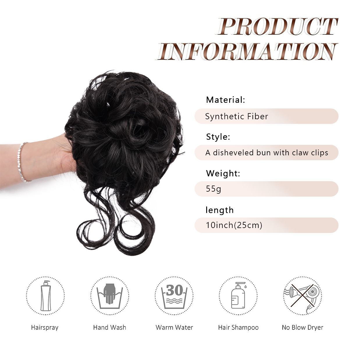 乱雑なおだんごヘアピース爪クリップおだんごヘア波状カーリーお - Claw Clip Messy Bun Hair Piece のレビューと価格