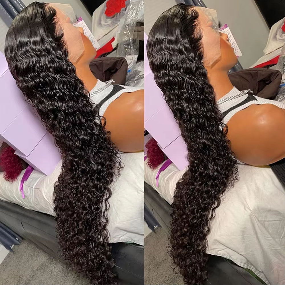42インチ ブラジリアンバージン人毛 ジェリーカーリーウェー - Lace Front Wigs のレビューと価格